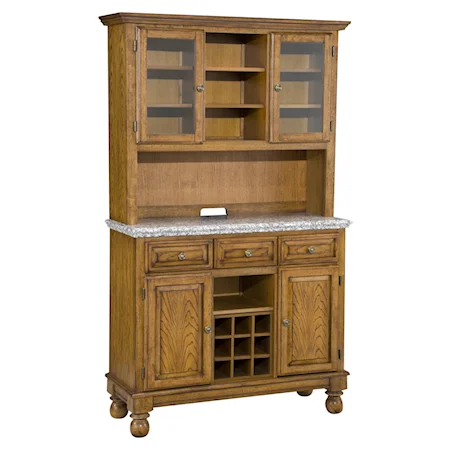 Grey Granite Top Server & Two Door Hutch